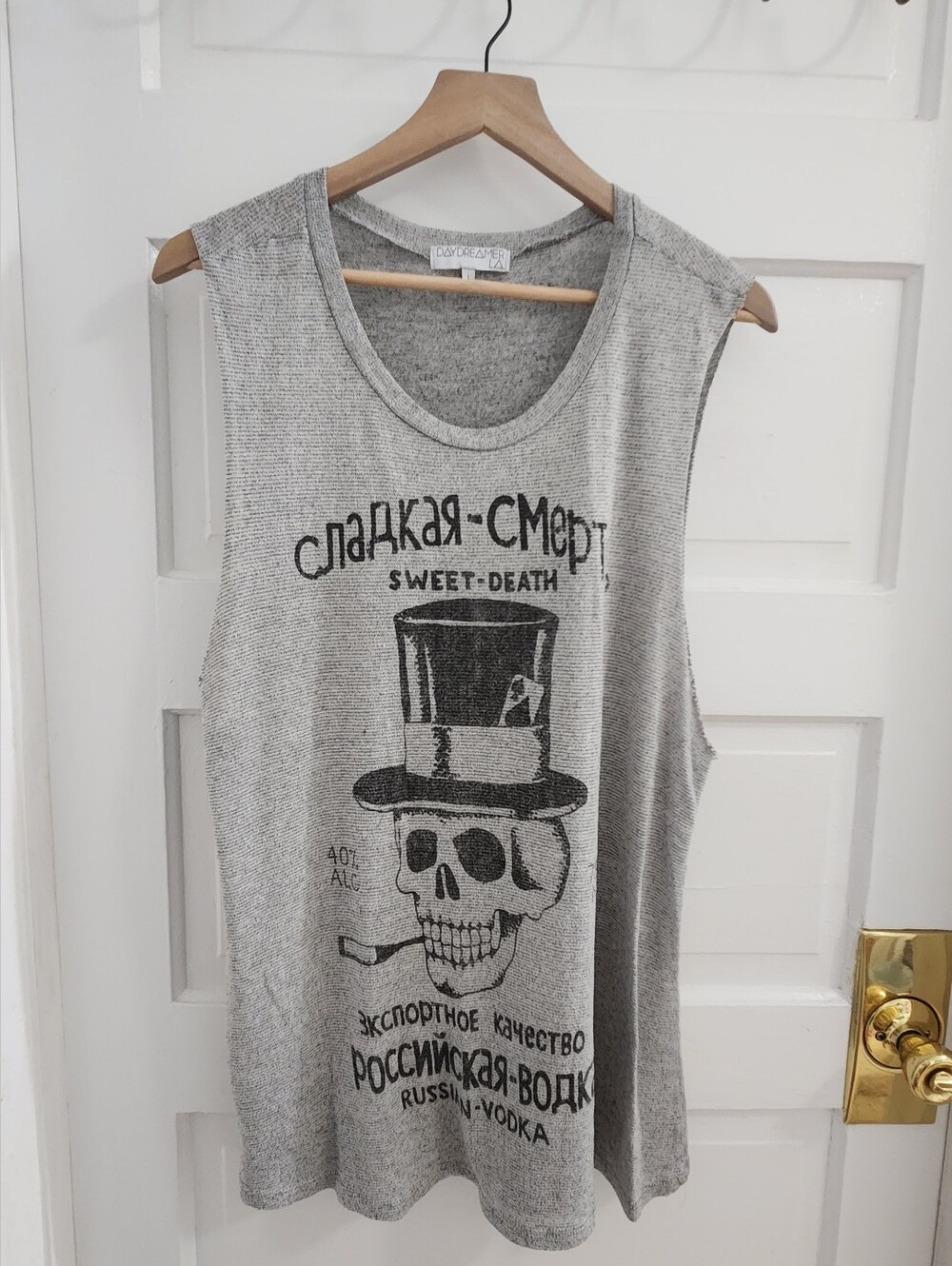 Women's Gray Graphic Muscle Tank - Sweet Death Print